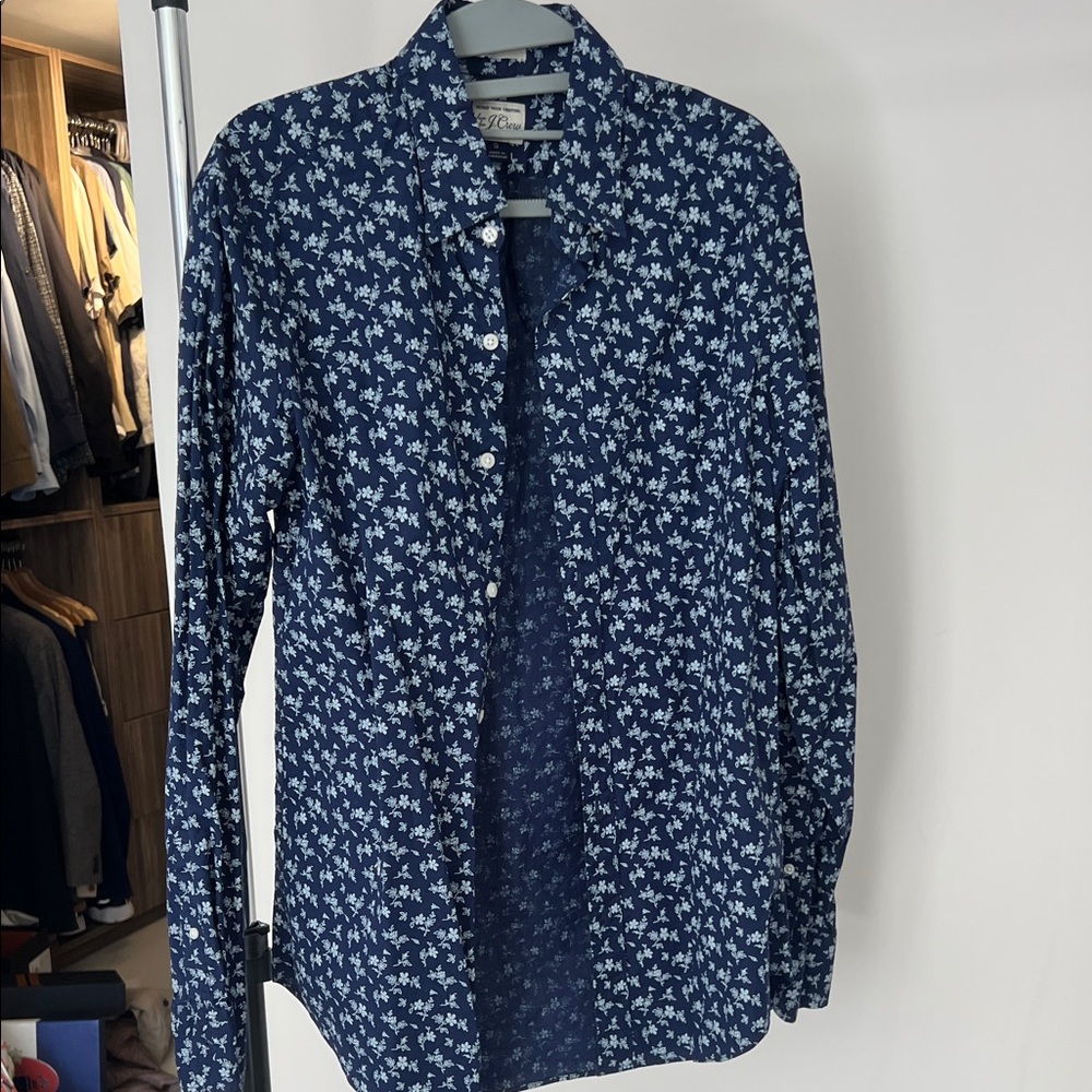 J. Crew Navy and White Floral Shirt